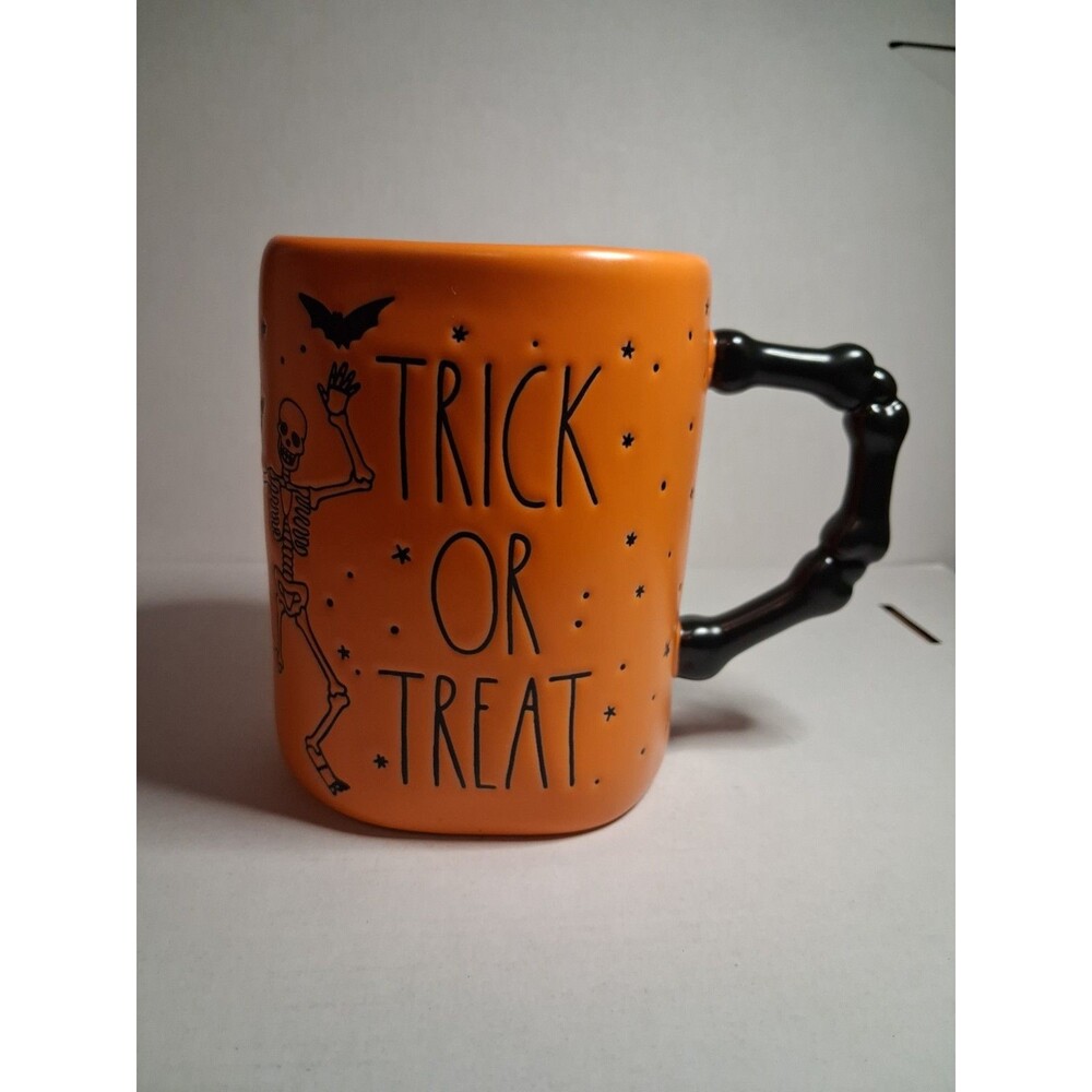 Rae Dunn " Trick Or Treat " Mutli Sided/Decorated W/bone Shaped Handle
